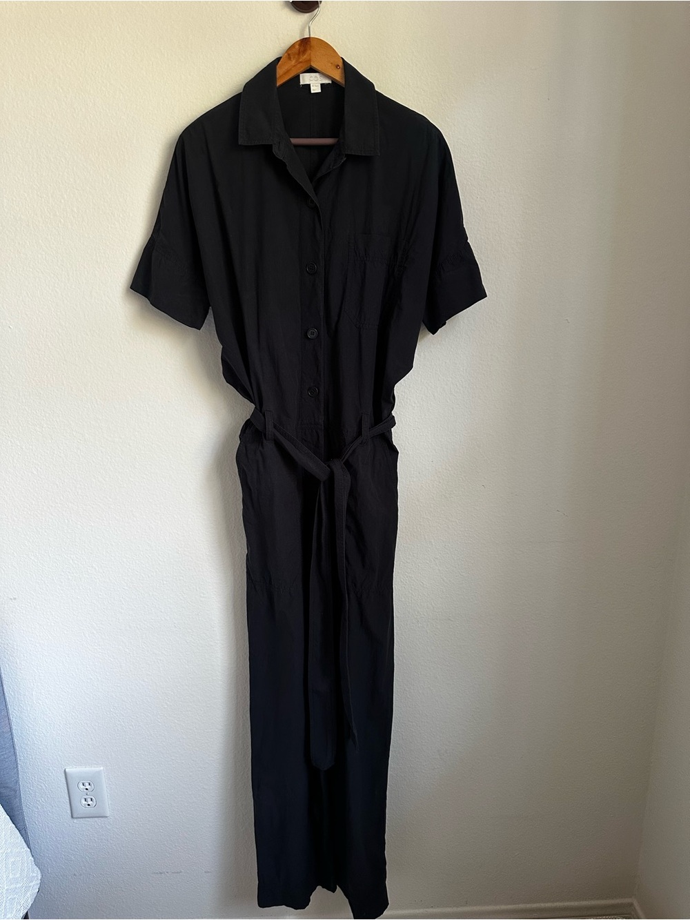COS Black Belted Utility Jumpsuit Short Sleeve 100% cotton Size EUR 34/XS